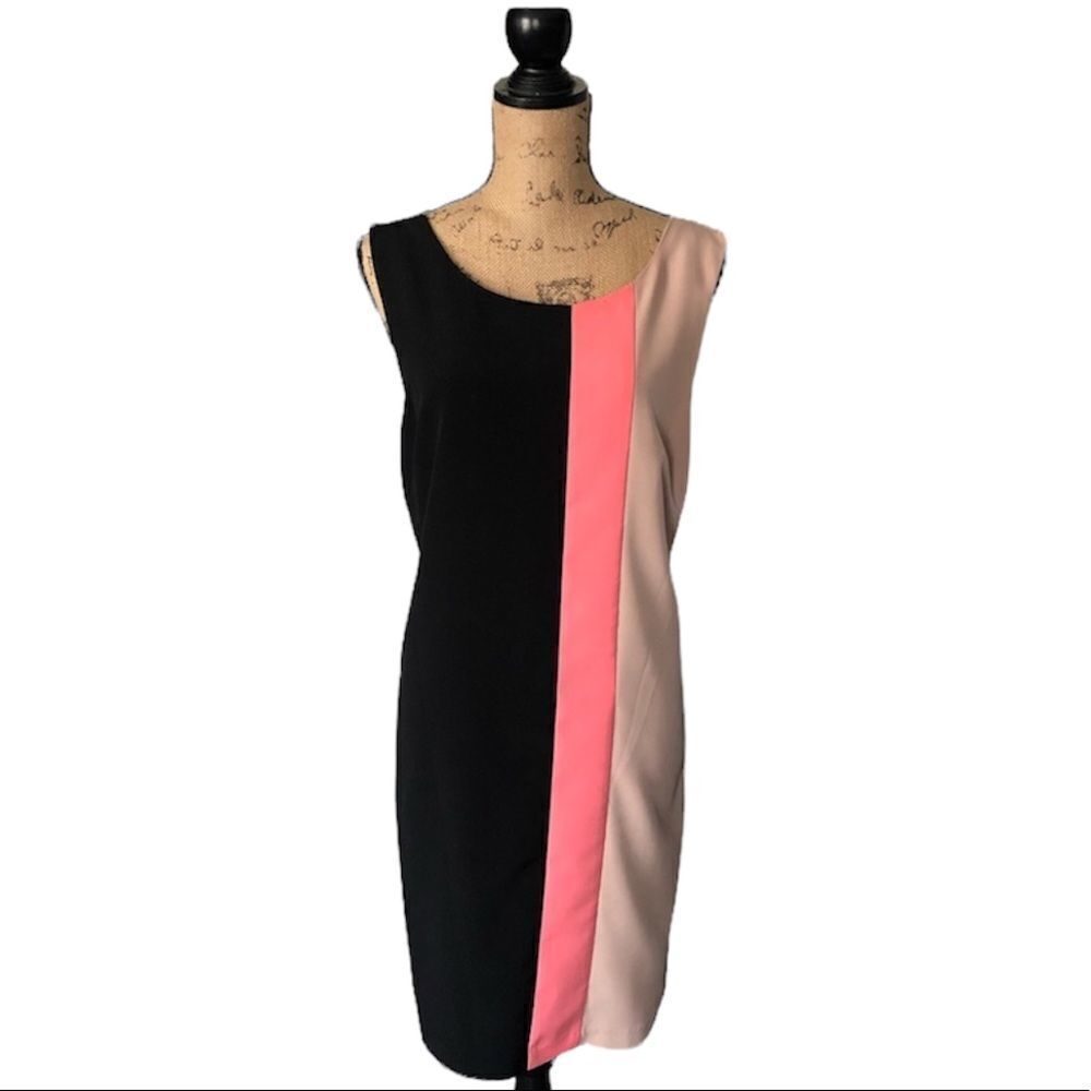 Oleg Cassini color block sheath dress